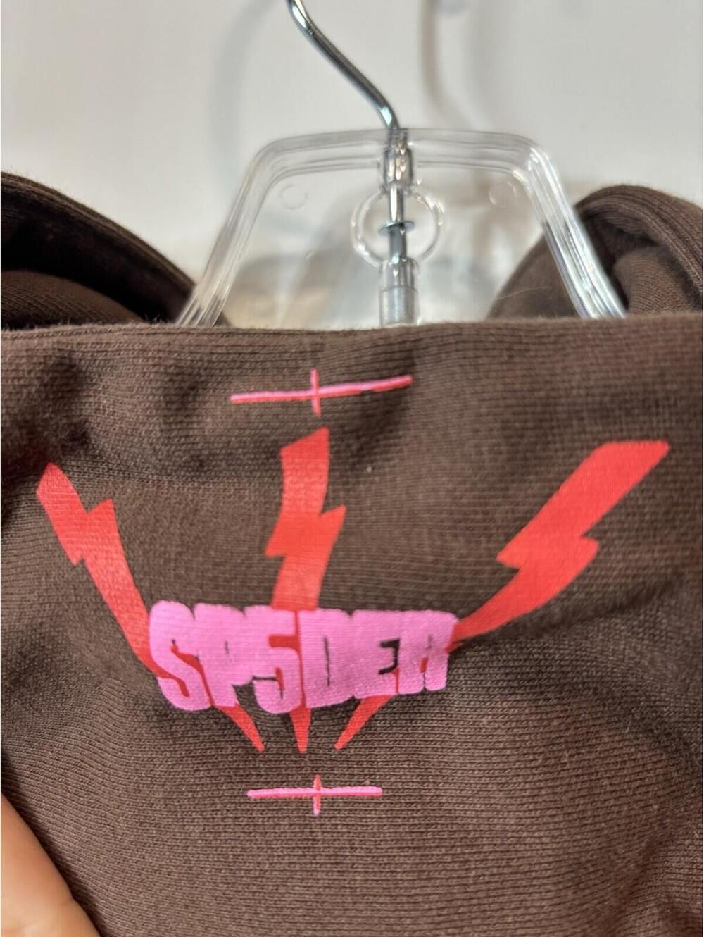 Size M - Sp5der Worldwide Hoodie Angel Number 555 Brown Pink Young Thug Sp5der. - Picture 8 of 9